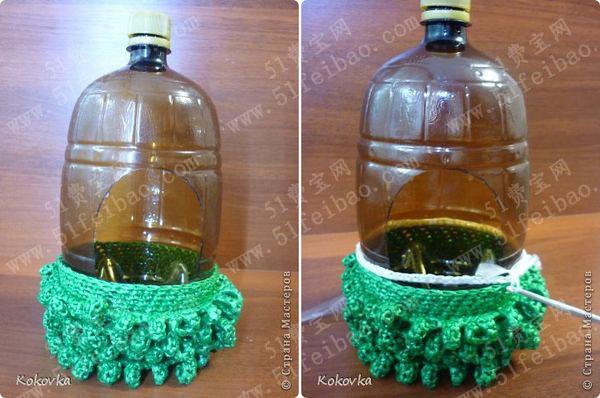 塑料绳编织及饮料瓶废物利用做创意diy小屋