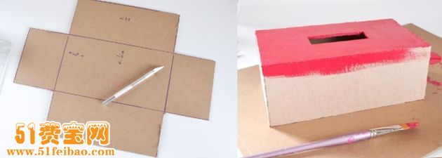 用硬纸板手作DIY乐高积木纸巾盒