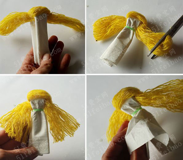 diy餐巾纸儿童手绘捆扎人偶