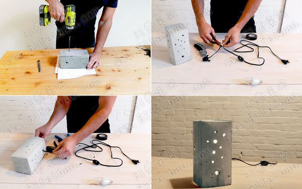 创意包装盒设计制作的水泥混凝土台灯diy教程