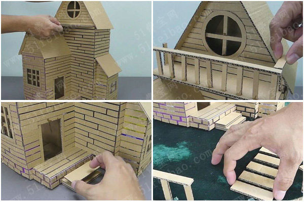 硬纸盒的废物再利用,diy微型纸板屋农家小院步骤 - 废物利用手工diy小