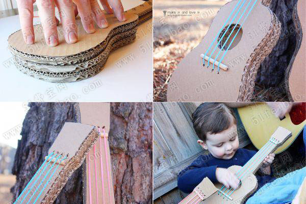 硬纸板手工制作儿童diy吉他