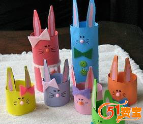 儿童DIY手工制作：卫生纸筒变废为宝做兔子