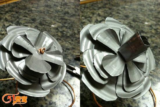 利用罐头制作铁玫瑰花的做法