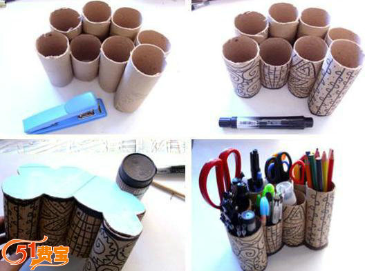废物利用：分享卫生纸芯DIY笔筒的简易做法