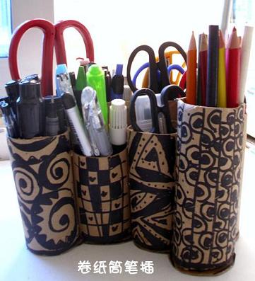废物利用：分享卫生纸芯DIY笔筒的简易做法