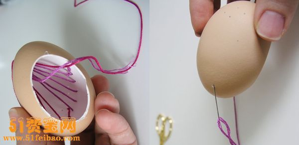 利用空蛋壳如何做刺绣蛋壳摆件