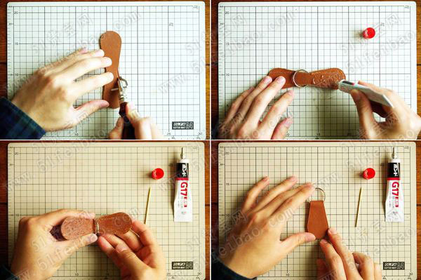 如何用废皮做一个简单的钥匙圈挂饰 