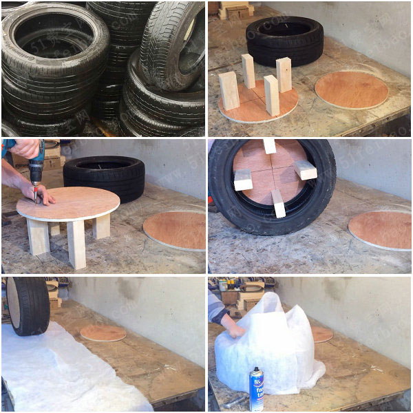 使用废轮胎制造一把舒适沙发软凳