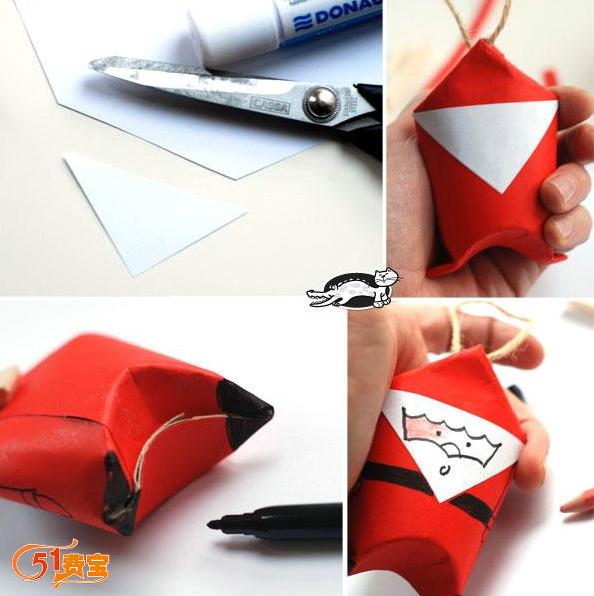 DIY圣诞节小饰物，怎么用纸芯筒做Q版圣诞老人