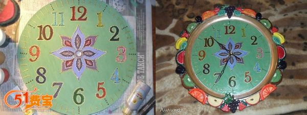 如何利用旧时钟DIY改造个性水果时钟