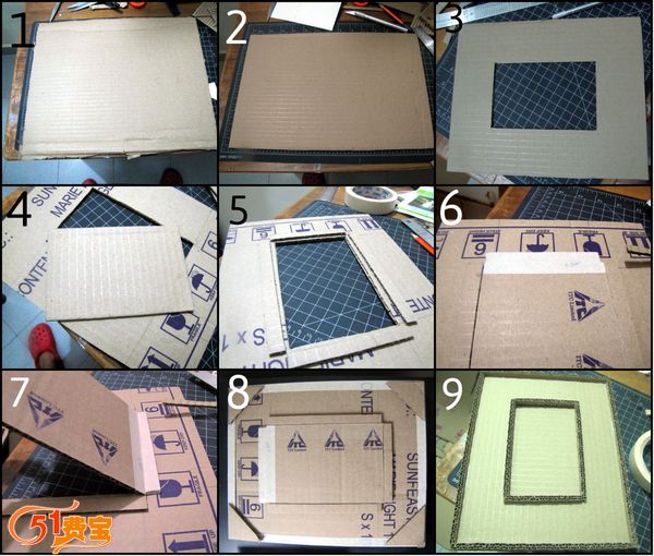 报废纸箱纸盒做瓦楞装饰画相框