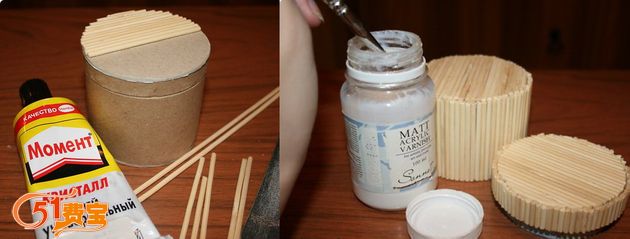 怎么样使用纸芯和竹筷手工DIY圆桶收纳罐