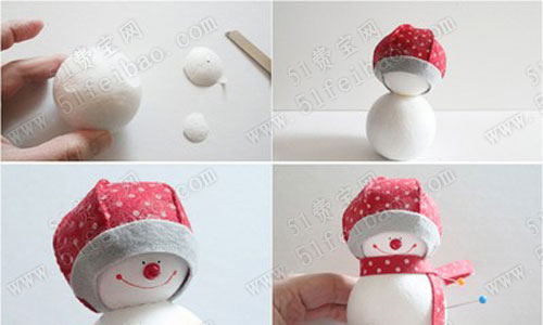 超级可爱的泡沫球小雪人圣诞节装饰品