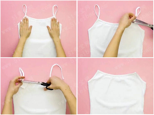 旧衣服的改造:diy露肩蕾丝短袖背心