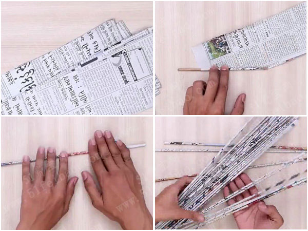 旧报纸diy手编制作提篮的做法图解