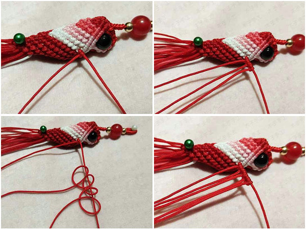 新年吉祥物编织教程,玉线编绳年年有余小金鱼挂件