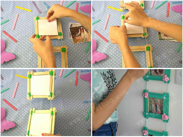 用雪糕棍做漂亮串串吊挂相框