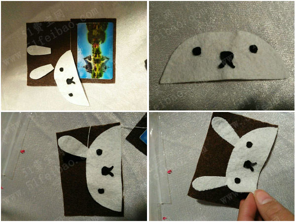 手工不织布入门作品,制作小白兔卡套diy图解