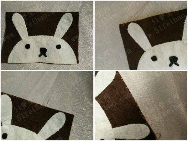 手工不织布入门作品,制作小白兔卡套diy图解