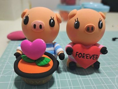 手工黏土创意大全,爱之猪lovepig做法教学