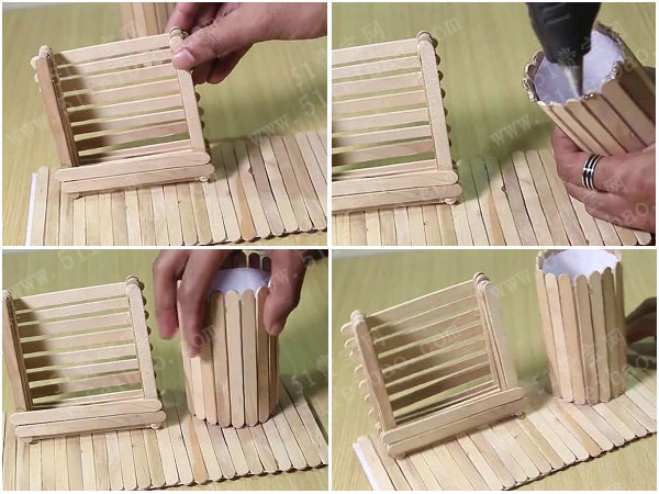 教你如何用冰棍棒做一个手机架笔筒 - 废旧物品手工制作 - 51费宝网