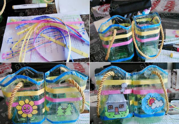 绿茶瓶改造小水桶幼儿玩具