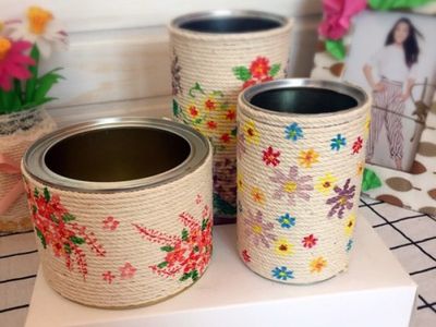 零售罐子diy手绘四季花朵收纳罐diy绉纱纸红心情人节手工制作教程diy