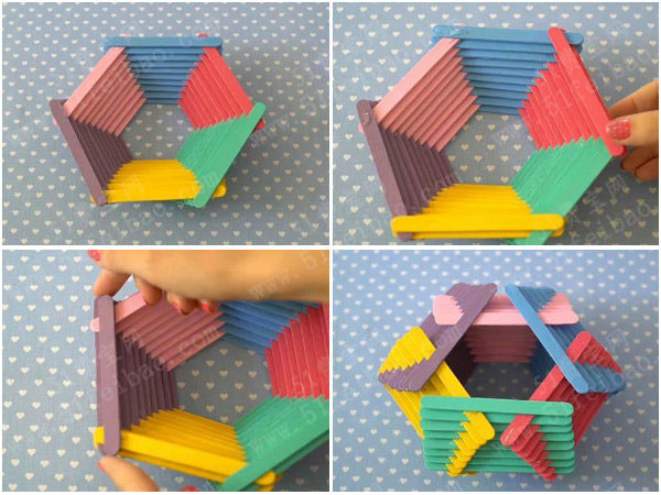 用雪糕棍做梦幻花瓶和灯罩 - 废物利用手工diy小制作 - 51费宝网(繁体