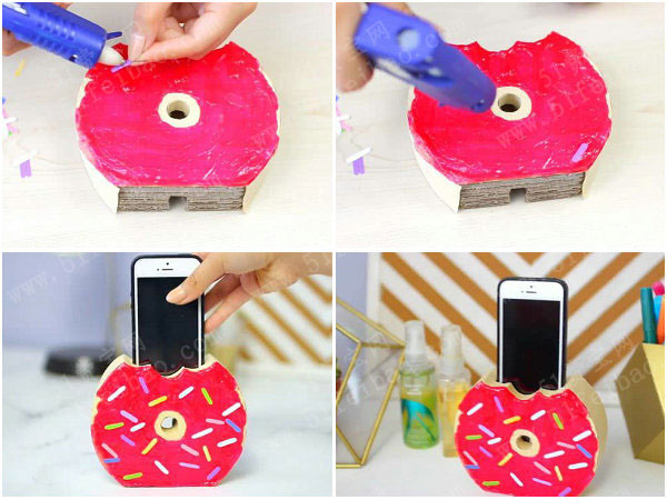 硬纸板diy甜甜圈手机底座支架