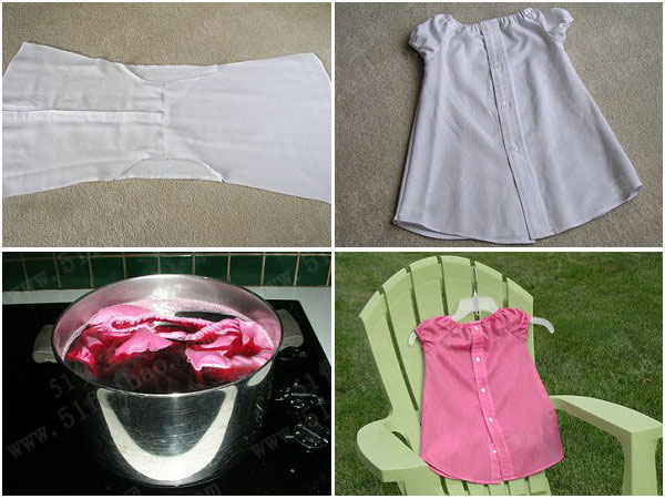 旧衣服改造 成年人衬衫diy小女孩连体裙
