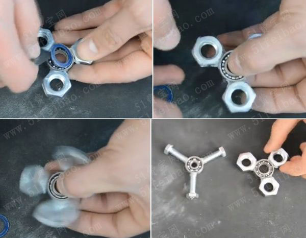 缓解压力螺丝螺母陀螺diy方法详解 - 废旧物品手工制作 - 51费宝网