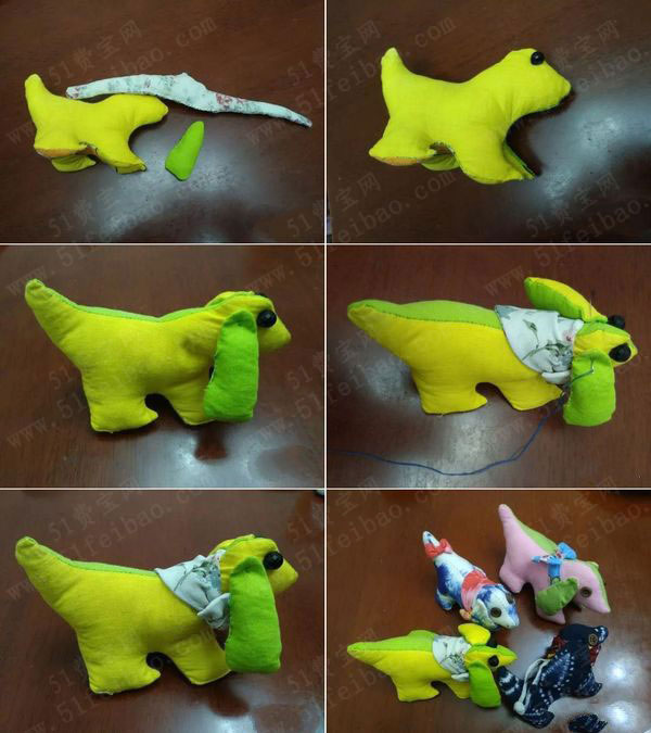 旧床单布料diy布艺小狗 - 废物利用手工diy小制作 - 51费宝网(繁体版)