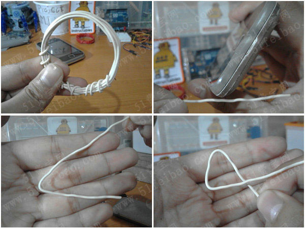 一根废铁丝diy手机横放支架