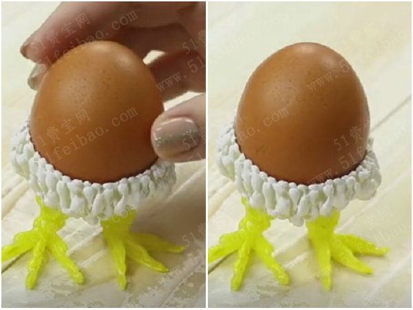教你做创意小鸡崽热熔胶鸡蛋托 - 废物利用手工diy小制作 - 51费宝网(