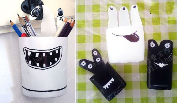 废弃塑料瓶子diy个性化手工制作笔筒 - 废物利用手工diy小制作 - 51费