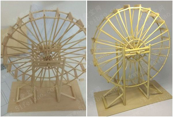 如何用竹签制作水车模型 - 废物利用手工diy小制作 - 51费宝网(繁体版