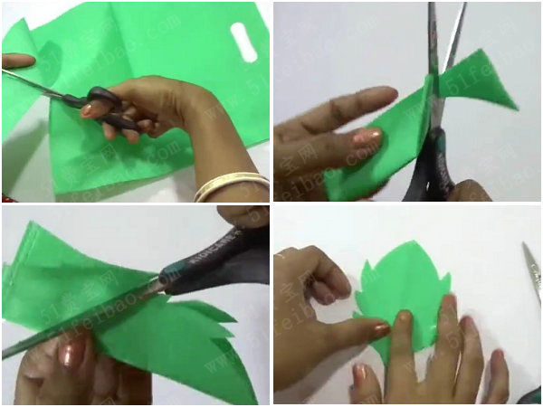 使用环保袋diy手工大丽花 - 废物利用手工diy小制作 - 51费宝网(繁体