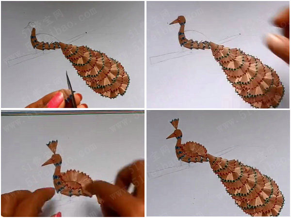 铅笔屑飞上枝头的孔雀装饰画