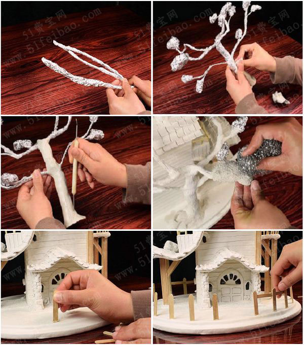 用废纸盒制作好看的彩绘别墅屋 - 废物利用手工diy小制作 - 51费宝网