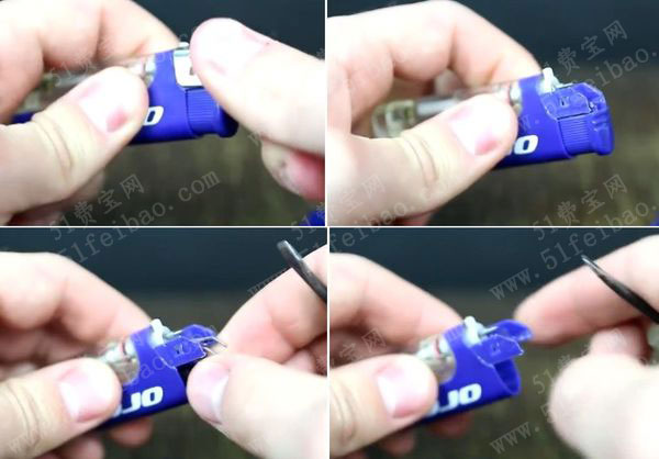 使用电子打火机diy笔头手电筒