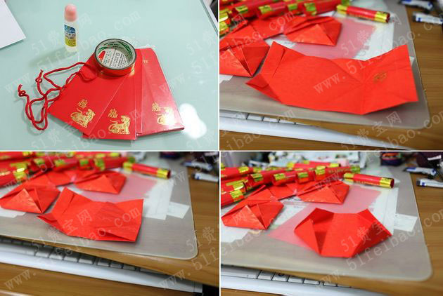 红包袋二次利用新年爆竹挂饰做法