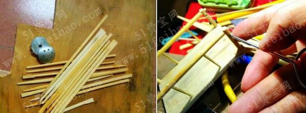 废木板旧竹筷巧妙变身手推板车图解做法