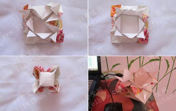 如何利用废传单做美丽鲜花折纸笔筒