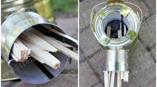 废铁罐废旧改造做户外柴火炉子的方法