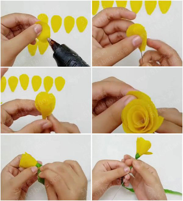 利用废环保袋diy美丽月季花图解