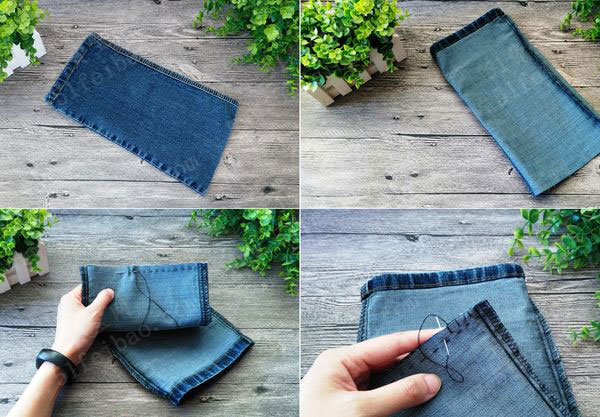 旧裤子裤管制作杂物整理袋 - 废物利用手工diy小制作 - 51费宝网(繁体