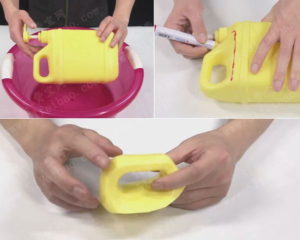 巧用旧洗洁精瓶diy洗脸盆挂钩