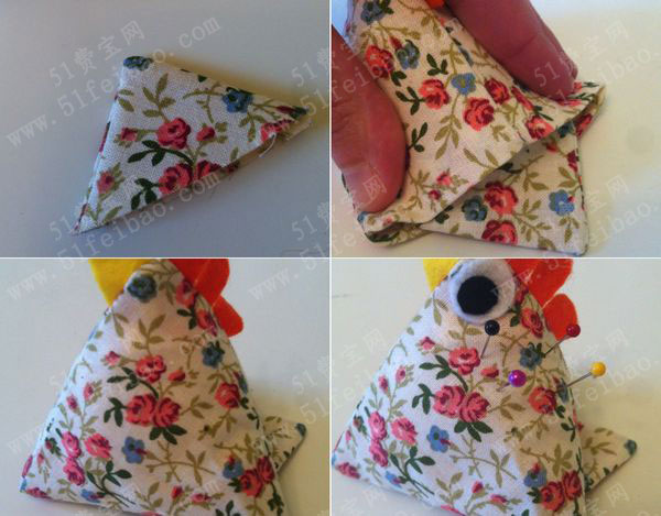 手缝diy朝天打鸣公鸡针插