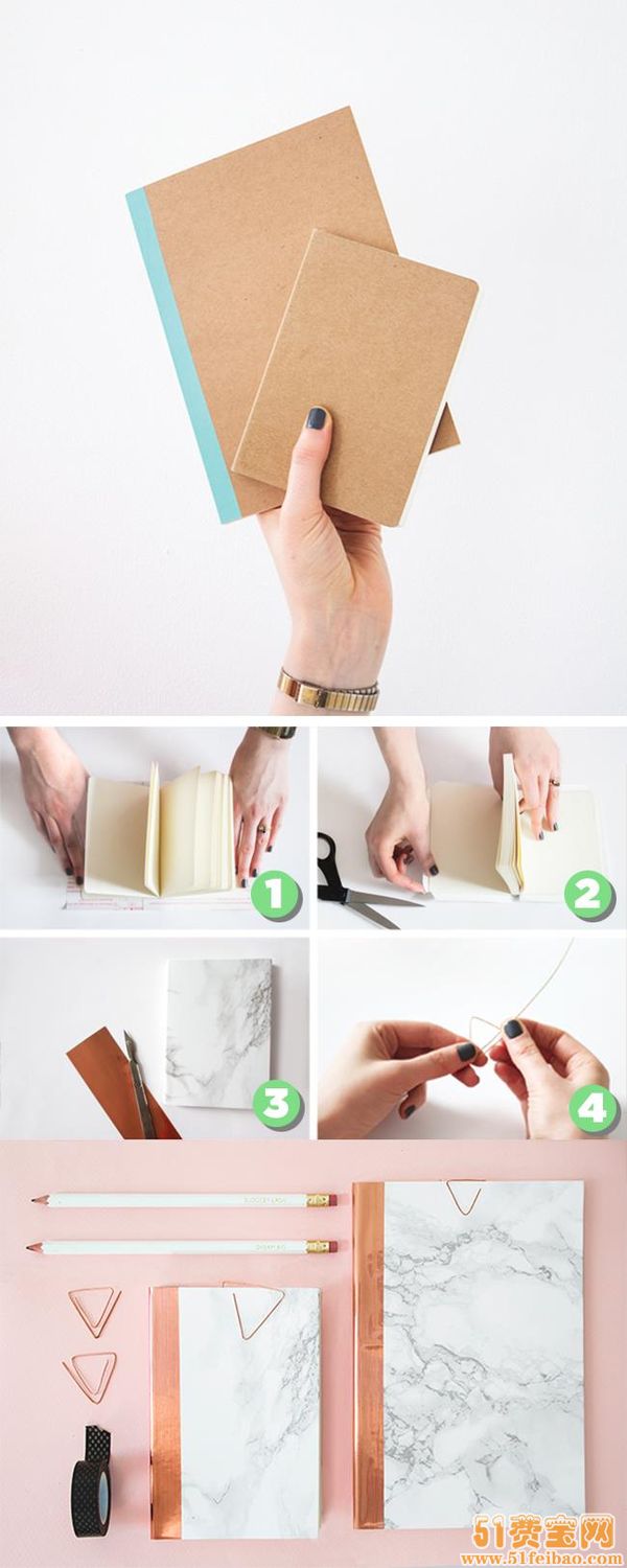 2,简练丝带结包边笔记本.